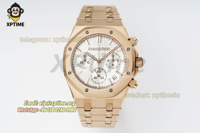 Royal Oak Chrono 26239OR 41mm APSF White/Stick on RG/RG Bracelet SH4401 Super Clone Royal Oak Chrono 26239OR 41mm APSF White/Stick on RG/RG Bracelet SH4401 Super Clone
