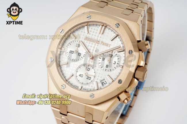 Royal Oak Chrono 26239OR 41mm APSF White/Stick on RG/RG Bracelet SH4401 Super Clone Royal Oak Chrono 26239OR 41mm APSF White/Stick on RG/RG Bracelet SH4401 Super Clone
