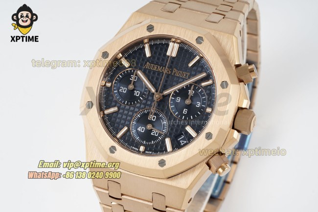 Royal Oak Chrono 26239OR 41mm APSF Blue/Stick on RG/RG Bracelet SH4401 Super Clone Royal Oak Chrono 26239OR 41mm APSF Blue/Stick on RG/RG Bracelet SH4401 Super Clone
