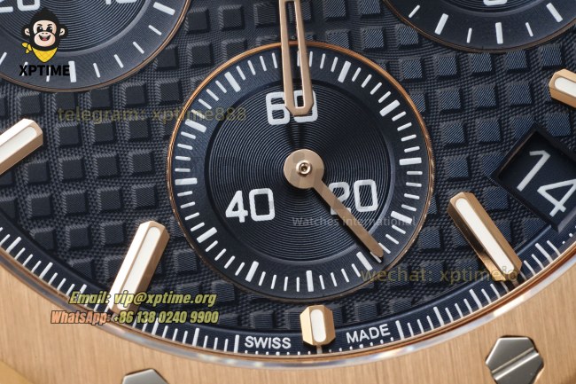 Royal Oak Chrono 26239OR 41mm APSF Blue/Stick on RG/RG Bracelet SH4401 Super Clone Royal Oak Chrono 26239OR 41mm APSF Blue/Stick on RG/RG Bracelet SH4401 Super Clone