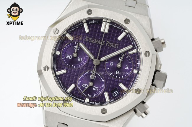 Royal Oak Chrono 26240ST 41mm APSF Purple/Stick on SS/SS Bracelet SH4401 Super Clone Royal Oak Chrono 26240ST 41mm APSF Purple/Stick on SS/SS Bracelet SH4401 Super Clone