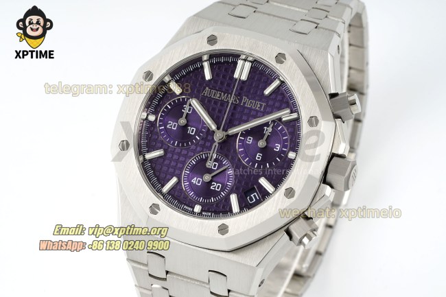 Royal Oak Chrono 26240ST 41mm APSF Purple/Stick on SS/SS Bracelet SH4401 Super Clone Royal Oak Chrono 26240ST 41mm APSF Purple/Stick on SS/SS Bracelet SH4401 Super Clone