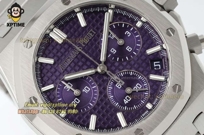 Royal Oak Chrono 26240ST 41mm APSF Purple/Stick on SS/SS Bracelet SH4401 Super Clone Royal Oak Chrono 26240ST 41mm APSF Purple/Stick on SS/SS Bracelet SH4401 Super Clone