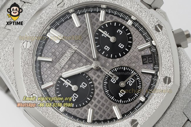 Royal Oak Chrono 26240 Frosted 41mm APSF Gray & Black/Stick on SS/SS Bracelet SH4401 Super Clone Royal Oak Chrono 26240 Frosted 41mm APSF Gray & Black/Stick on SS/SS Bracelet SH4401 Super Clone