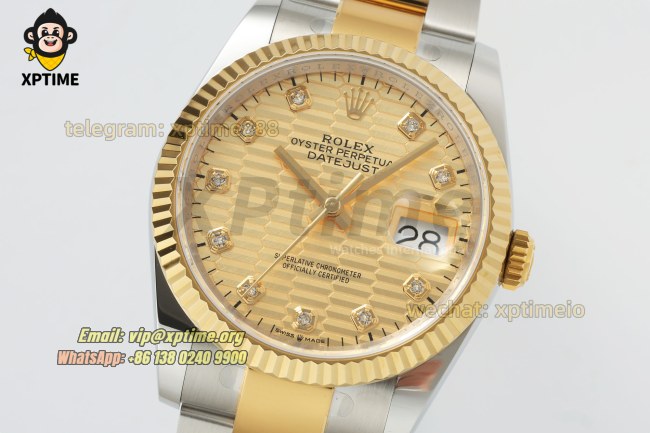 Datejust 126233 36mm ARF YG Textured/Diamond on Oys YG/SS Bracelet SH3235 Super Clone Datejust 126233 36mm ARF YG Textured/Diamond on Oys YG/SS Bracelet SH3235 Super Clone