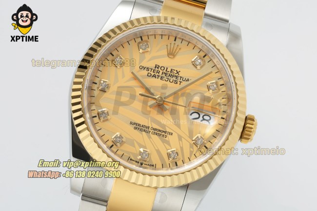 Datejust 126233 36mm ARF YG Palm Motif/Diamond on Oys YG/SS Bracelet SH3235 Super Clone Datejust 126233 36mm ARF YG Palm Motif/Diamond on Oys YG/SS Bracelet SH3235 Super Clone