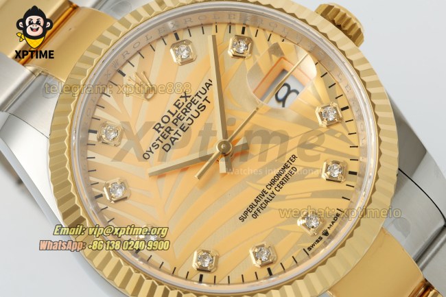 Datejust 126233 36mm ARF YG Palm Motif/Diamond on Oys YG/SS Bracelet SH3235 Super Clone Datejust 126233 36mm ARF YG Palm Motif/Diamond on Oys YG/SS Bracelet SH3235 Super Clone