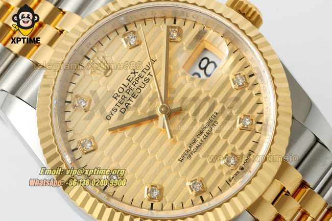 Datejust 126233 36mm ARF YG Textured/Diamond on Jub YG/SS Bracelet SH3235 Super Clone Datejust 126233 36mm ARF YG Textured/Diamond on Jub YG/SS Bracelet SH3235 Super Clone