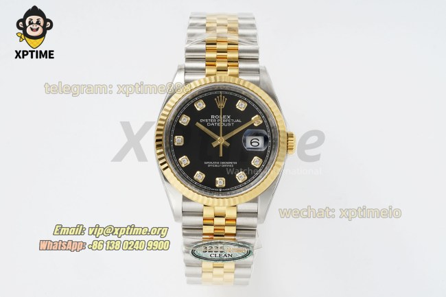 Datejust 126233 36mm Clean Black/Diamond on Jub YG/SS Bracelet SH3235 Super Clone Datejust 126233 36mm Clean Black/Diamond on Jub YG/SS Bracelet SH3235 Super Clone