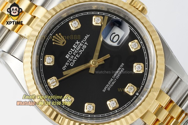 Datejust 126233 36mm Clean Black/Diamond on Jub YG/SS Bracelet SH3235 Super Clone Datejust 126233 36mm Clean Black/Diamond on Jub YG/SS Bracelet SH3235 Super Clone