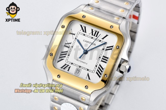 Santos De Cartier 40mm BVF White/Roman on YG/SS Bracelet MY9019 Santos De Cartier 40mm BVF White/Roman on YG/SS Bracelet MY9019