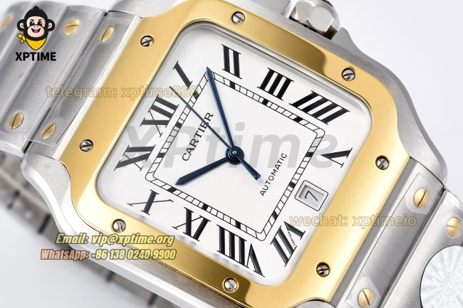 Santos De Cartier 40mm BVF White/Roman on YG/SS Bracelet MY9019 Santos De Cartier 40mm BVF White/Roman on YG/SS Bracelet MY9019