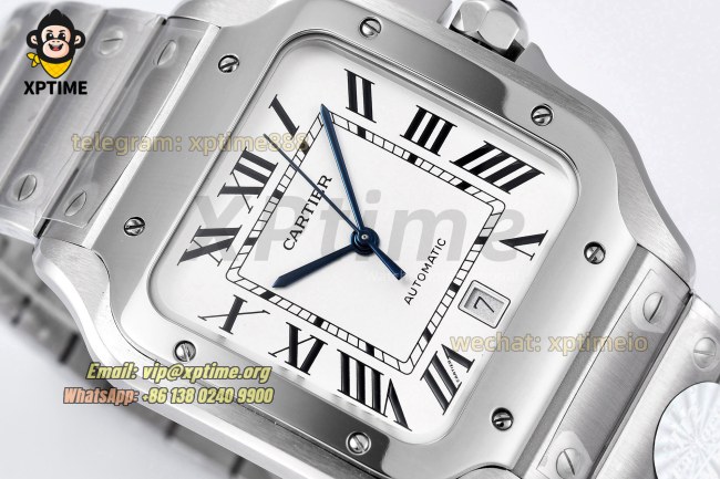 Santos De Cartier 40mm BVF White/Roman on SS/SS Bracelet MY9019 Santos De Cartier 40mm BVF White/Roman on SS/SS Bracelet MY9019
