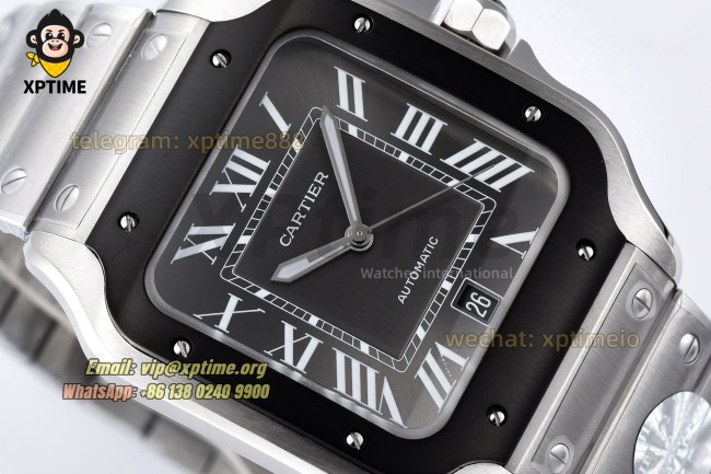 Santos De Cartier 40mm BVF Gray/Roman on DLC/SS Bracelet MY9019 Santos De Cartier 40mm BVF Gray/Roman on DLC/SS Bracelet MY9019