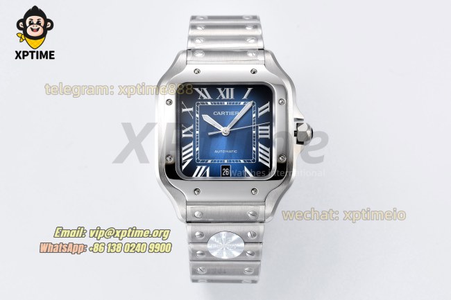 Santos De Cartier 40mm BVF Blue/Roman on SS/SS Bracelet MY9019 Santos De Cartier 40mm BVF Blue/Roman on SS/SS Bracelet MY9019