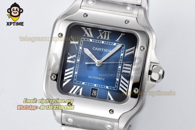 Santos De Cartier 40mm BVF Blue/Roman on SS/SS Bracelet MY9019 Santos De Cartier 40mm BVF Blue/Roman on SS/SS Bracelet MY9019