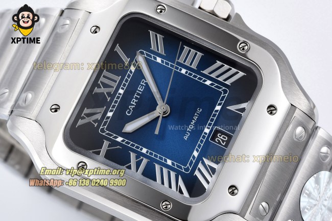 Santos De Cartier 40mm BVF Blue/Roman on SS/SS Bracelet MY9019 Santos De Cartier 40mm BVF Blue/Roman on SS/SS Bracelet MY9019