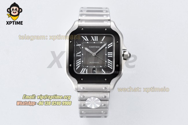 Santos De Cartier 40mm BVF Gray/Roman on DLC/SS Bracelet MY9019 Santos De Cartier 40mm BVF Gray/Roman on DLC/SS Bracelet MY9019