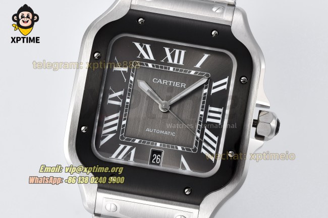 Santos De Cartier 40mm BVF Gray/Roman on DLC/SS Bracelet MY9019 Santos De Cartier 40mm BVF Gray/Roman on DLC/SS Bracelet MY9019
