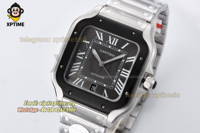 Santos De Cartier 40mm BVF Gray/Roman on DLC/SS Bracelet MY9019 Santos De Cartier 40mm BVF Gray/Roman on DLC/SS Bracelet MY9019