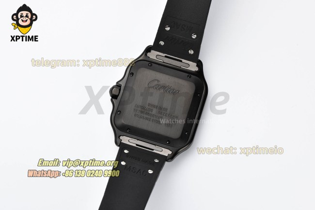 Santos De Cartier Mens XL 40mm BVF Black/Roman on PVD/RU Strap MY9019 Santos De Cartier Mens XL 40mm BVF Black/Roman on PVD/RU Strap MY9019