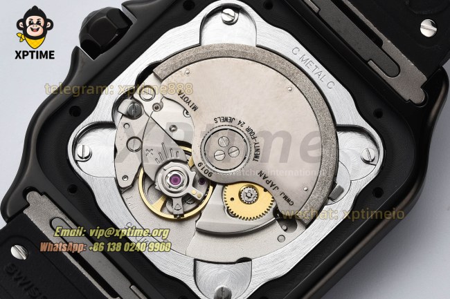 Santos De Cartier Mens XL 40mm BVF Black/Roman on PVD/RU Strap MY9019 Santos De Cartier Mens XL 40mm BVF Black/Roman on PVD/RU Strap MY9019