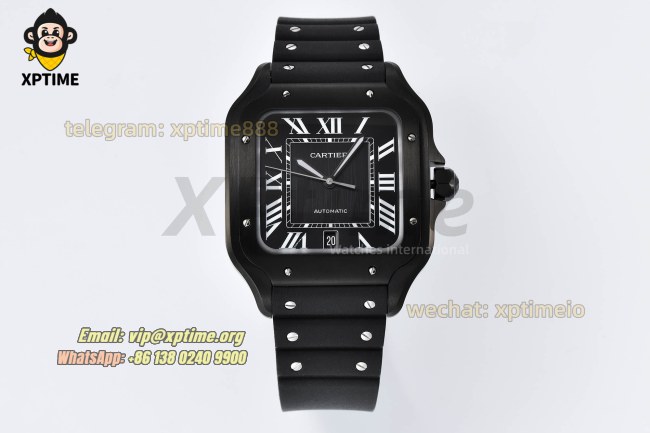 Santos De Cartier Mens XL 40mm BVF Black/Roman on PVD/RU Strap MY9019 Santos De Cartier Mens XL 40mm BVF Black/Roman on PVD/RU Strap MY9019