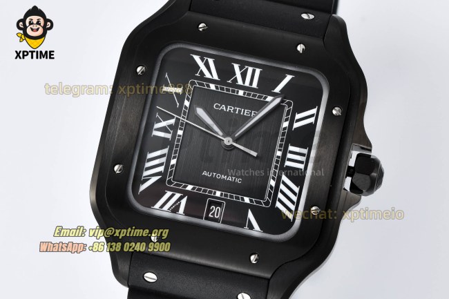 Santos De Cartier Mens XL 40mm BVF Black/Roman on PVD/RU Strap MY9019 Santos De Cartier Mens XL 40mm BVF Black/Roman on PVD/RU Strap MY9019