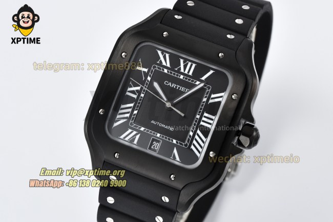 Santos De Cartier Mens XL 40mm BVF Black/Roman on PVD/RU Strap MY9019 Santos De Cartier Mens XL 40mm BVF Black/Roman on PVD/RU Strap MY9019