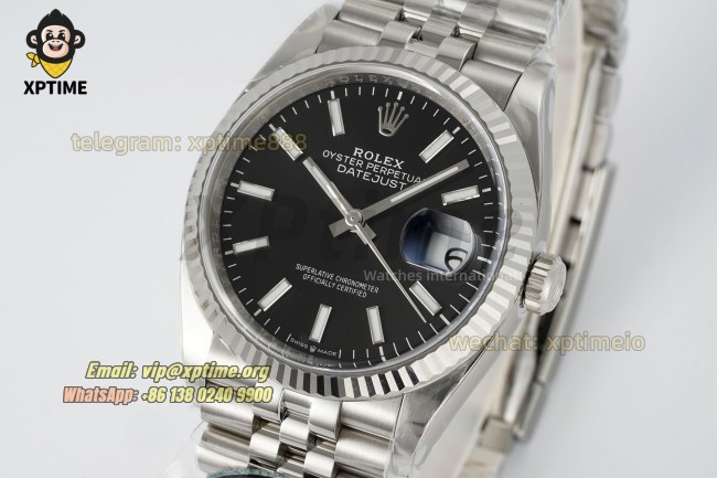 Datejust 126234 36mm Clean Black/Stick on Jub SS/SS Bracelet SH3235 Super Clone