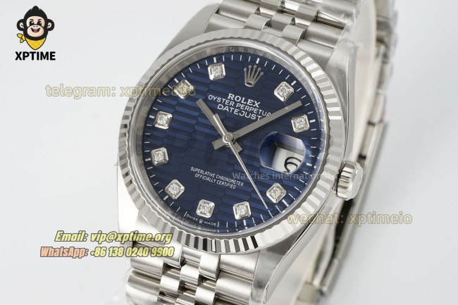 Datejust 126234 36mm Clean Blue Textured/Diamond on Jub SS/SS Bracelet SH3235 Super Clone