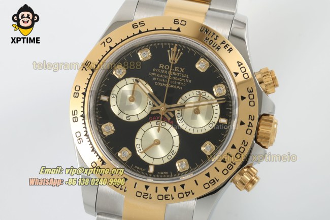 Daytona 126503 40mm CLEAN Black & Golden/Diamonds on YG/SS Bracelet SH4131 Super Clone Daytona 126503 40mm CLEAN Black & Golden/Diamonds on YG/SS Bracelet SH4131 Super Clone