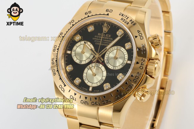 Daytona 126508 40mm CLEAN Black & Golden/Diamonds on YG/YG Bracelet SH4131 Super Clone Daytona 126508 40mm CLEAN Black & Golden/Diamonds on YG/YG Bracelet SH4131 Super Clone