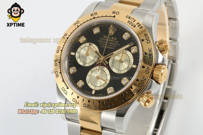 Daytona 126503 40mm CLEAN Black & Golden/Diamonds on YG/SS Bracelet SH4131 Super Clone Daytona 126503 40mm CLEAN Black & Golden/Diamonds on YG/SS Bracelet SH4131 Super Clone