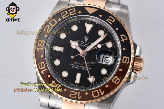 GMT Master II 126715 Rootbeer 40mm Clean Black/Dot on Oys RG/SS Bracelet DD3285 GMT Master II 126715 Rootbeer 40mm Clean Black/Dot on Oys RG/SS Bracelet DD3285