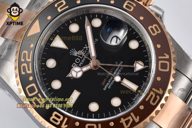 GMT Master II 126715 Rootbeer 40mm Clean Black/Dot on Oys RG/SS Bracelet DD3285 GMT Master II 126715 Rootbeer 40mm Clean Black/Dot on Oys RG/SS Bracelet DD3285