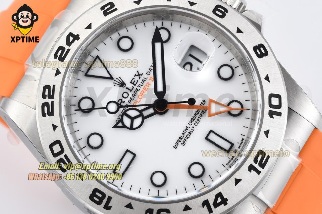 Explorer II 42mm CLEAN White/Dot on SS/RU Strap VS3285 Super Clone Explorer II 42mm CLEAN White/Dot on SS/RU Strap VS3285 Super Clone