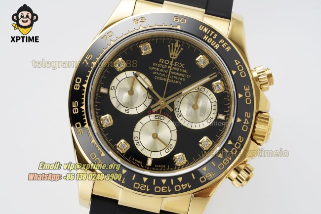 Daytona 126518 40mm Clean Black YG/Diamond on YG/RU Strap SH4131 Super Clone Daytona 126518 40mm Clean Black YG/Diamond on YG/RU Strap SH4131 Super Clone