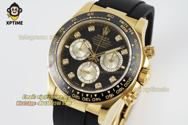 Daytona 126518 40mm Clean Black YG/Diamond on YG/RU Strap SH4131 Super Clone Daytona 126518 40mm Clean Black YG/Diamond on YG/RU Strap SH4131 Super Clone