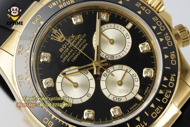 Daytona 126518 40mm Clean Black YG/Diamond on YG/RU Strap SH4131 Super Clone Daytona 126518 40mm Clean Black YG/Diamond on YG/RU Strap SH4131 Super Clone