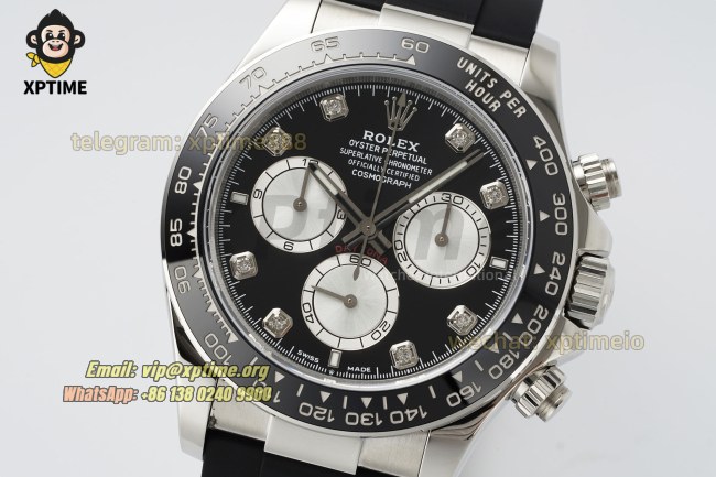 Daytona 126519 40mm Clean Black Silver/Diamond on SS/RU Strap SH4131 Super Clone Daytona 126519 40mm Clean Black Silver/Diamond on SS/RU Strap SH4131 Super Clone