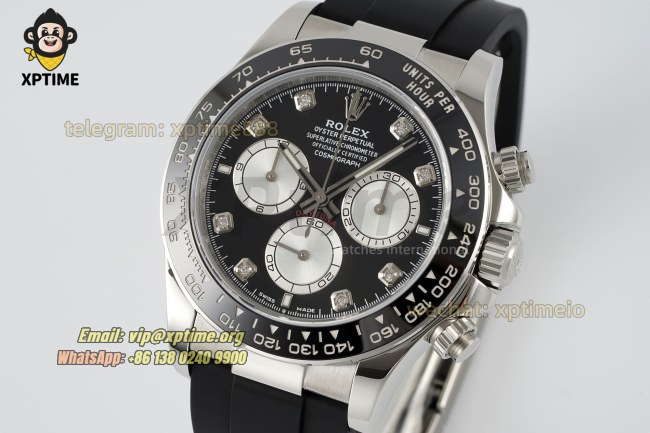 Daytona 126519 40mm Clean Black Silver/Diamond on SS/RU Strap SH4131 Super Clone Daytona 126519 40mm Clean Black Silver/Diamond on SS/RU Strap SH4131 Super Clone