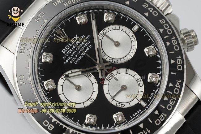 Daytona 126519 40mm Clean Black Silver/Diamond on SS/RU Strap SH4131 Super Clone Daytona 126519 40mm Clean Black Silver/Diamond on SS/RU Strap SH4131 Super Clone