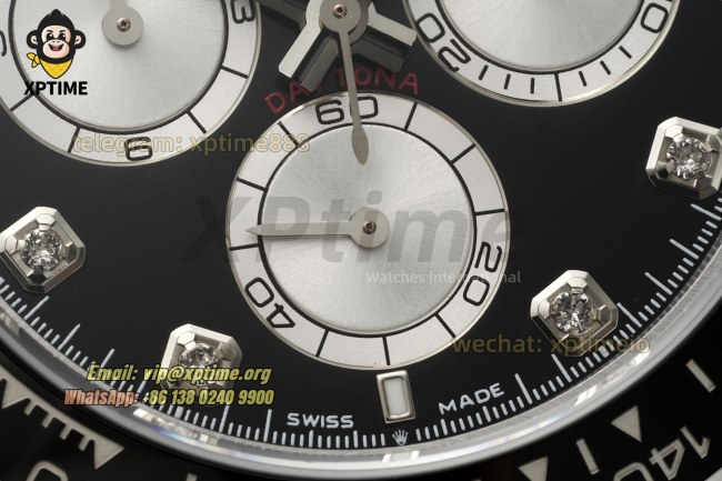 Daytona 126519 40mm Clean Black Silver/Diamond on SS/RU Strap SH4131 Super Clone Daytona 126519 40mm Clean Black Silver/Diamond on SS/RU Strap SH4131 Super Clone