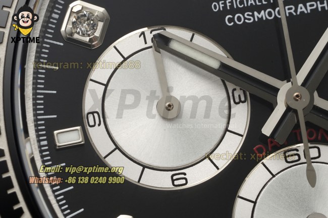 Daytona 126519 40mm Clean Black Silver/Diamond on SS/RU Strap SH4131 Super Clone Daytona 126519 40mm Clean Black Silver/Diamond on SS/RU Strap SH4131 Super Clone