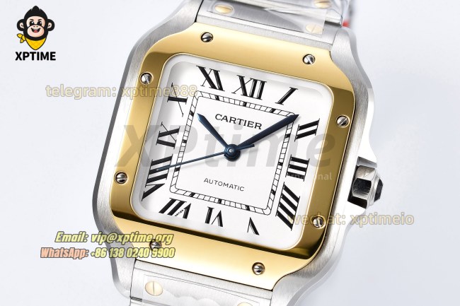 Santos De Cartier 35mm BVF White/Roman on YG/SS Bracelet MY9039 Santos De Cartier 35mm BVF White/Roman on YG/SS Bracelet MY9039