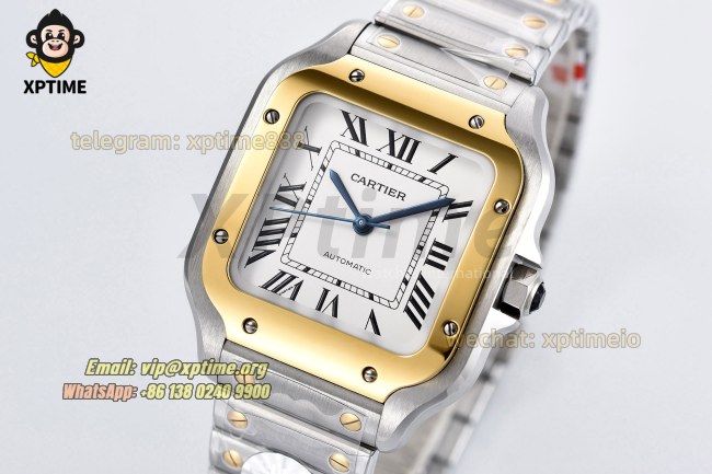 Santos De Cartier 35mm BVF White/Roman on YG/SS Bracelet MY9039 Santos De Cartier 35mm BVF White/Roman on YG/SS Bracelet MY9039