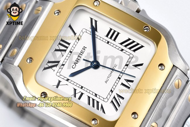 Santos De Cartier 35mm BVF White/Roman on YG/SS Bracelet MY9039 Santos De Cartier 35mm BVF White/Roman on YG/SS Bracelet MY9039