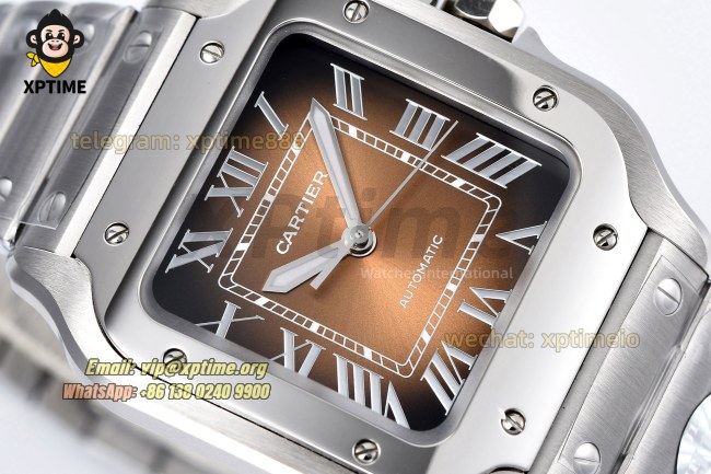 Santos De Cartier 35mm BVF Brown/Roman on SS/SS Bracelet MY9039 Santos De Cartier 35mm BVF Brown/Roman on SS/SS Bracelet MY9039