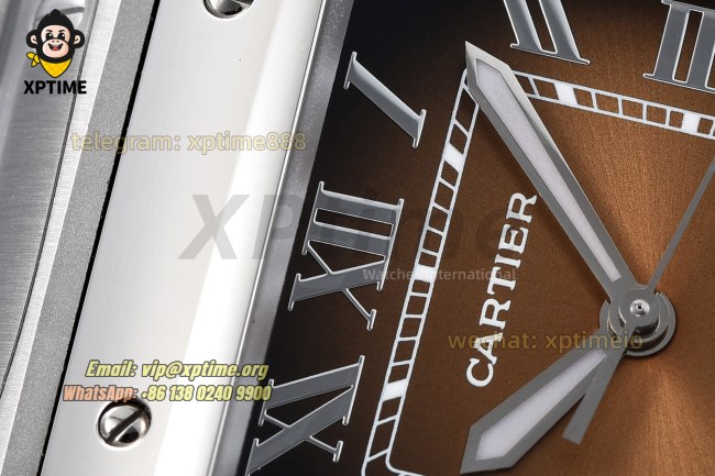 Santos De Cartier 35mm BVF Brown/Roman on SS/SS Bracelet MY9039 Santos De Cartier 35mm BVF Brown/Roman on SS/SS Bracelet MY9039